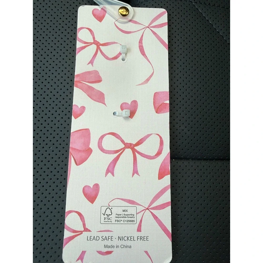 Piper K Pink Bow Motel Bag Charm Keychain‎ Gold Tone Coquette Ribbon New